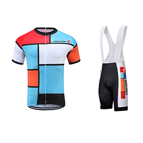 UGLY FROG Bike Wear De Manga Corto Maillot Ciclismo Hombre Jersey + Pantalones Cortos Babero Mangas Cortas de Ciclismo Ropa Maillot Transpirable para Deportes al Aire Libre Ciclo Bicicleta