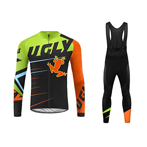 UGLY FROG Bike Wear Designs Maillots de Bicicleta Maillots de Bicicleta Traje de Invierno Hombres Ropa de Ciclo Jersey de Manga Larga + Pantalones Bib Acolchados Cómodo