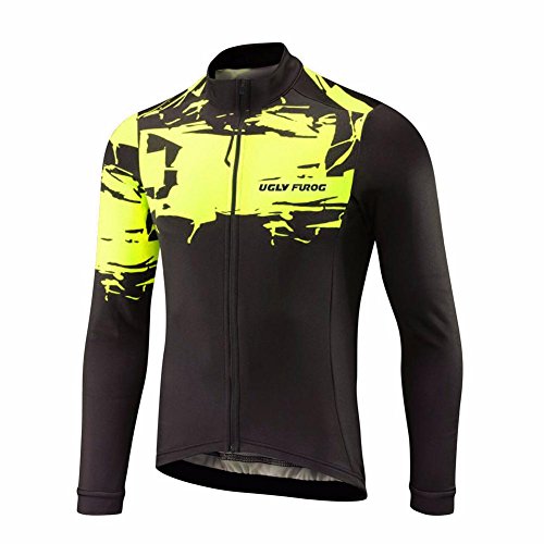 UGLY FROG Ciclismo Jersey Hombres Manga Larga Winter with Fleece Maillots de Bicicleta de Ropa de Ciclo