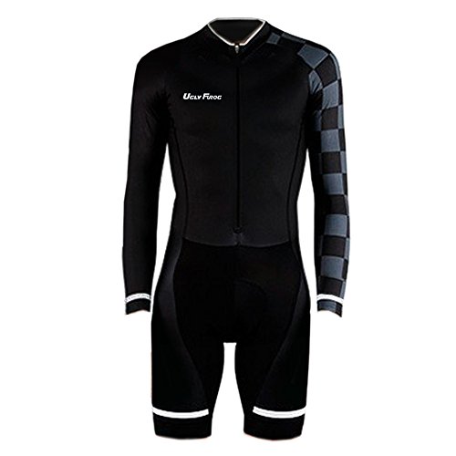 UGLY FROG Hombres Monos Manga Corto/Larga del Verano Transpirable Ciclismo Skinsuit Sets con Gel Pad Exterior Sportswear Triatlón Ropa Bodies Triatlón Clothes-Siamés