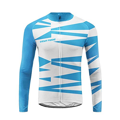 UGLY FROG Invierno Traje Jerseys de Ciclismo para Hombre,Conjunto Ropa de Ciclo,or Pantalones Acolchados Top + 20D de Manga Larga Pantalones,A Prueba de Viento, Transpirable y Que Absorbe El Sudor