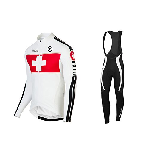 UGLY FROG Maillots Ciclismo para Hombre De Deportes Al Aire Libre Termal del Invierno De Manga Larga Camiseta + Long Bib Pant with Gel Pad de Bicicletas Bodies FAEDXHUNP01