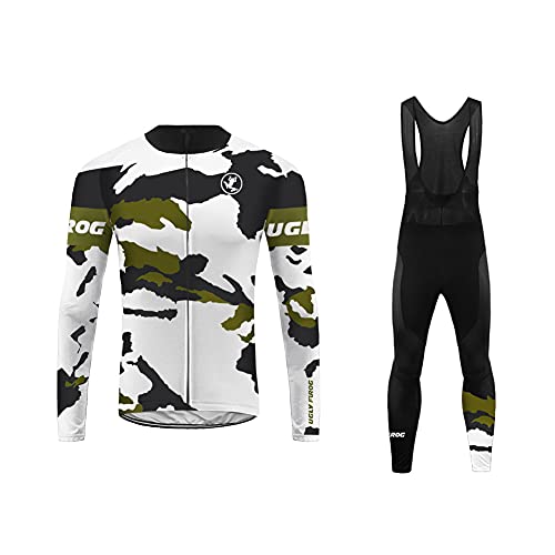 UGLY FROG Maillots Ciclismo para Hombre De Deportes Al Aire Libre Termal del Invierno De Manga Larga Camiseta + Long Bib Pant with Gel Pad de Bicicletas Bodies FAEDXHUNP01