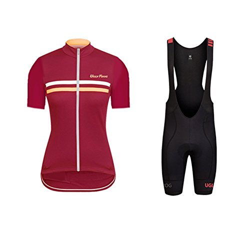 UGLY FROG Sets Ropa de Ciclismo, Maillot de Manga Corta y Culotte Corto para Mujer, Conjunto Ropa para Bicicleta Transpirable DTWX02