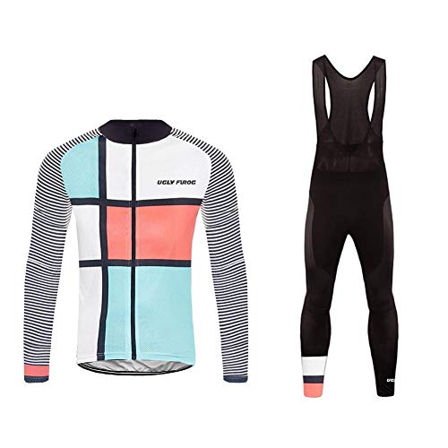 UGLYFROG Hombres Chaqueta de Ciclismo MTB Invierno Térmico Respirable Cómodo Manga Larga Maillots+Pantalones de Acolchado 3D para Hombres Conjunto Completo Equipo de Cycling FAXBY1901