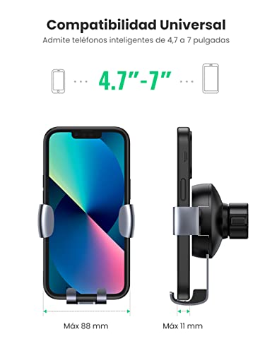 UGREEN Soporte Móvil Coche Rejilla, Soporte Telefono Movil Coche Gravedad Sujeta Movil Coche Car Holder Compatible con iPhone 13 12 Pro MAX,Redmi Note 10 Pro/Note 9 Pro,Galaxy S21/S20 Ultra/Note 20