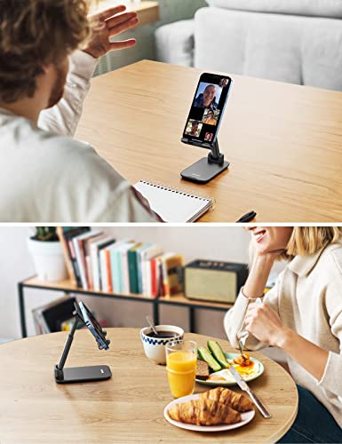 UGREEN Soporte Móvil, Soporte Teléfono Movil Mesa Plegable Atril Movil Mesa Multiángulo Soporte Smartphone Compatible con iPhone 13/13 Pro/12, Xiaomi Redmi Note 10/9 Pro, Galaxy S21/Note 20(Negro)