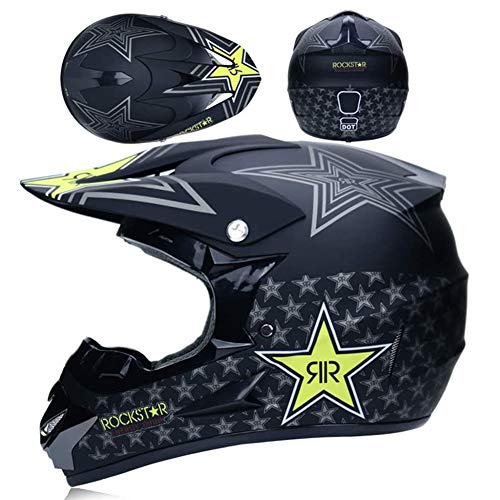 UIGJIOG Casco Bicicleta Adulto Montaña,Casco De Descenso para Jóvenes Adultos Regalos Gafas Máscara Guantes BMX MTB ATV Bicicleta Carrera Integral Integral Casco,XL(58~59cm)