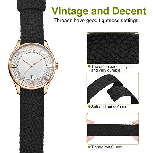 Ullchro Nylon Correa Reloj Recambios Calidad Alta Perlon Lienzo Correa Relojes NATO Hombre Mujer- 14, 16, 18, 20, 22mm Correa Reloj con Hebilla de Acero Inoxidable (20mm, Negro)