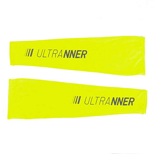 ULTRANNER - OLAN | Manguitos Ciclismo Hombre y Mujer Térmicos y Ultraligeros - Manguitos Bicicleta Trail Running Trekking - Manga para brazo Compresiva Anti UV - Cubrebrazos Ajustable - Color Amarillo