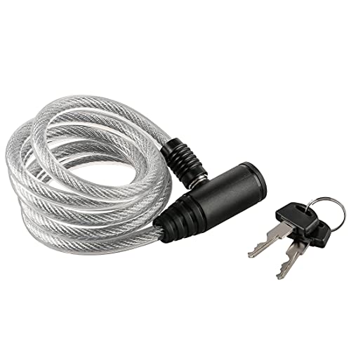 Ultrasport Candado en espiral para bicicleta con 2 llaves, candado de cable en espiral, 150 cm de largo, ideal para proteger accesorios como el casco, el sillín y más, para todo tipo de bicicletas