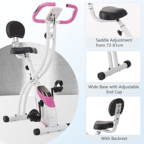 Ultrasport F-Bike 200B Bicicleta estática con sensores de Pulso de Mano, Plegable, con Respaldo, Unisex, Rosa