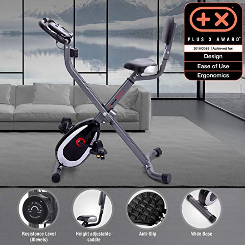 Ultrasport F-Bike 300B Bicicleta estática Plegable, Ordenador y App, con Respaldo & App, Unisex, Mate Negro