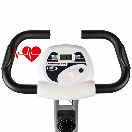 Ultrasport F-Bike estática, Aparato doméstico, Bicicleta Fitness Plegable con Consola y sensores de Pulso en Manillar, Unisex, Plata, OS