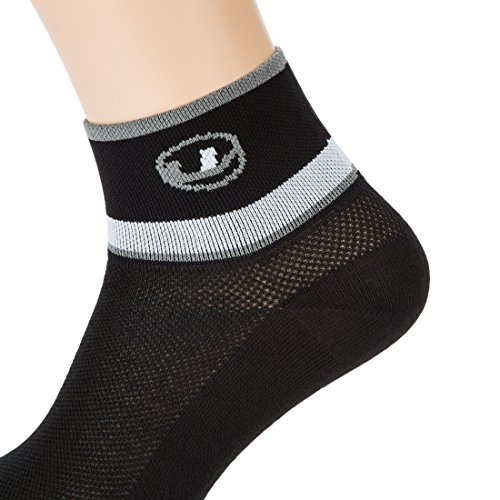 Ultrasport Technologie Coolmax et Coutures Lintoe Calcetines de Ciclismo, Unisex, Negro/Gris/Blanco, 35-38