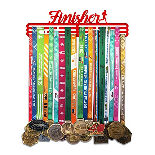 United Medals Finisher Sports - Soporte de pared para colgar medallas (3 barras para colgar hasta 48 medallas), color rojo