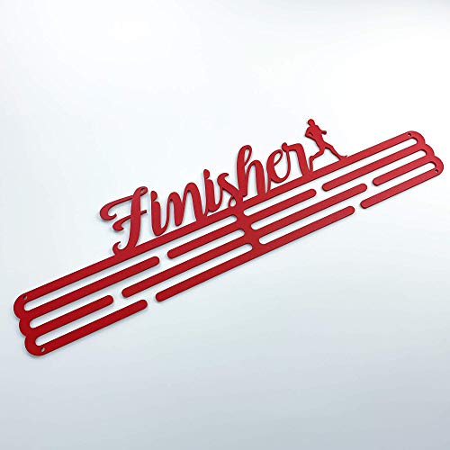 United Medals Finisher Sports - Soporte de pared para colgar medallas (3 barras para colgar hasta 48 medallas), color rojo