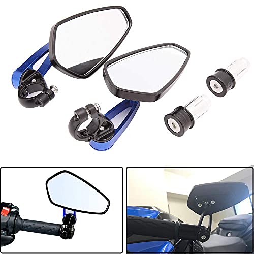 Universales motocicleta manillar extremo de la barra retrovisores laterales azules para Scooter Cruiser Sport Bike Chopper