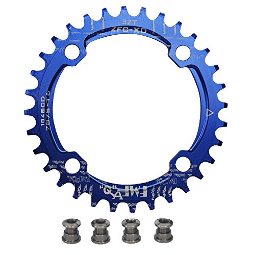 upanbike bicicleta Narrow Wide plato 104 BCD forma redonda sola cadena anillo dientes - dientes 32T, azul