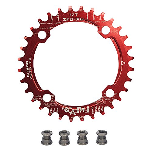 upanbike bicicleta Narrow Wide plato 104 BCD forma redonda sola cadena anillo dientes - dientes 32T, rojo