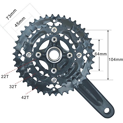 UPANBIKE Juego de Bielas para Bicicleta con Soporte Inferior para Bicicleta de Carretera Bicicleta de Montaña 8 Juego de Bielas M430 de 9 Velocidades