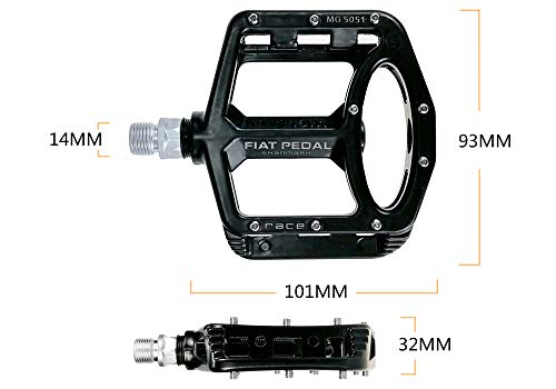 UPANBIKE - Pedales de aleación de magnesio para Bicicleta 9/16 Pulgadas, rodamiento de husillo, Antideslizante, Gran Plataforma Plana, para Bicicleta de montaña, Carretera,Color Titanio