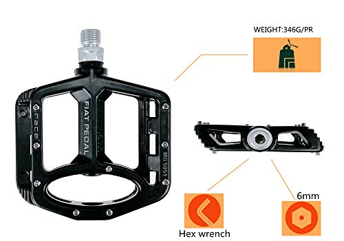 UPANBIKE - Pedales de aleación de magnesio para Bicicleta 9/16 Pulgadas, rodamiento de husillo, Antideslizante, Gran Plataforma Plana, para Bicicleta de montaña, Carretera,Color Titanio