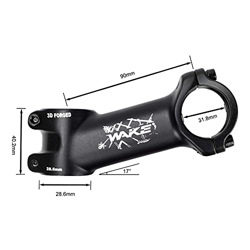 Upkey 31.8mm Potencia MTB de Vástago Potencia Bicicleta Carretera Abrazadera Vástago Aleación de Aluminio MTB Manillar Potencia Bici 31.8 mm Potencia Bicicleta Montaña para BMX MTB (90mm & 17°)