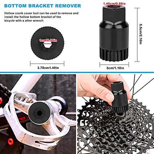 Upkey Extractor de bielas para bicicleta con herramienta para quitar la manivela de la bicicleta + herramienta para quitar el cassette de la bicicleta + desmontaje del pedalier + herramienta