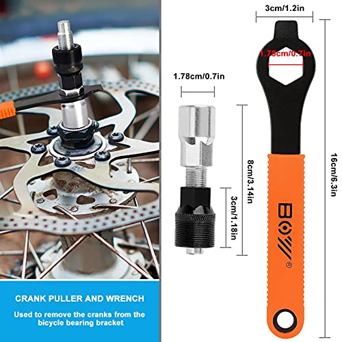 Upkey Extractor de bielas para bicicleta con herramienta para quitar la manivela de la bicicleta + herramienta para quitar el cassette de la bicicleta + desmontaje del pedalier + herramienta