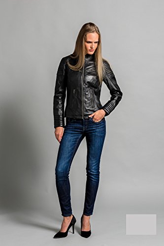 Urban Leather Corto Biker - Chaqueta de piel, Mujer, negro, medium