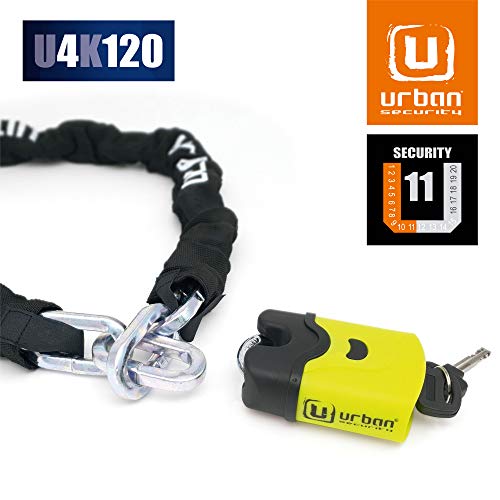 urban U4K120 Cadena Antirrobo Moto candado Nivel 11, ø10, 120cm, Amarillo, 120 cm