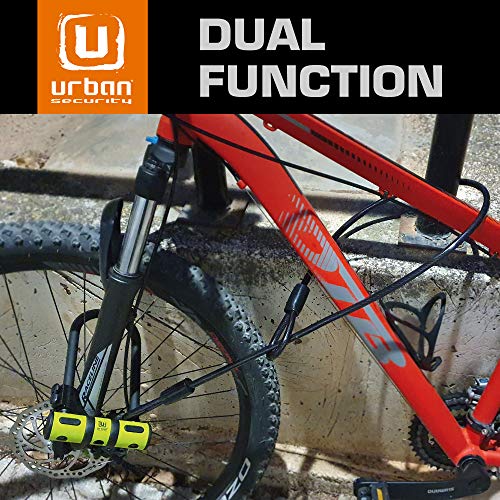 URBAN UR80150B Candado para Bici Antirrobo U Robusto 80x190 Endurecido Alta Seguridad con Cable Acero Flexible 120cm + Soporte de Montaje, Bicicleta, Scooter