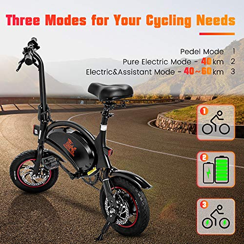 urbetter Bicicleta Electrica Plegable, Batería 36V 10Ah, 40-60 Km Alcance, 3 Modos de Conducción, Ruedas de 12 Pulgadas 250 Motor Bici Electrica Urbana con Pedales para Adulto