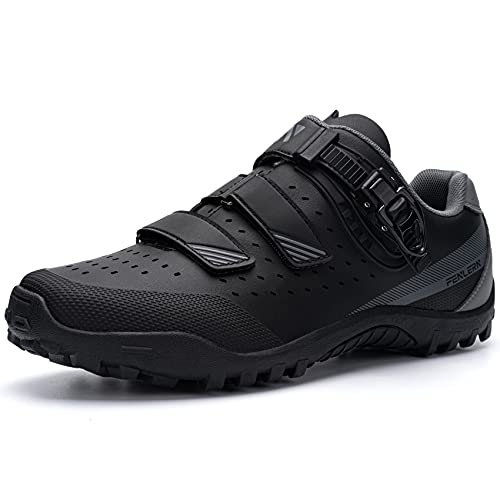 URDAR Zapatillas Ciclismo MTB Hombre Bicicleta Calzado de Montaña Respirables Zapatillas MTB Antideslizante Calzado Ciclismo(Gris,43 EU)