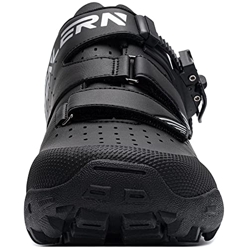 URDAR Zapatillas Ciclismo MTB Hombre Bicicleta Calzado de Montaña Respirables Zapatillas MTB Antideslizante Calzado Ciclismo(Negro,47 EU)