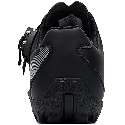 URDAR Zapatillas Ciclismo MTB Hombre Bicicleta Calzado de Montaña Respirables Zapatillas MTB Antideslizante Calzado Ciclismo(Negro,47 EU)