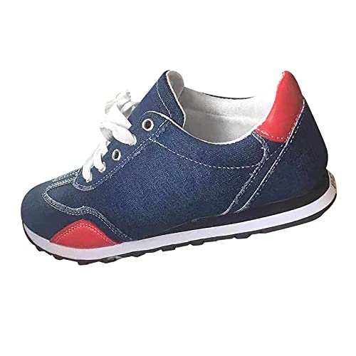 URIBAKY - Zapatillas de ocio al aire libre con cordones para mujer, elegantes, transpirables, suaves y cómodas, para exteriores, fitness, senderismo, Azul oscuro., 40 EU