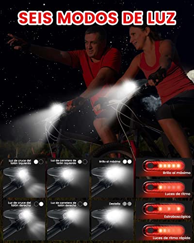 USB Super Brillante Impermeable LED Bicicleta Luz Bicicleta LED Recargable USB, Luces Bicicleta Delantera y Trasera Impermeable, 6 Modos Luces Bicicleta Delantera y Trasera 500 Lumens