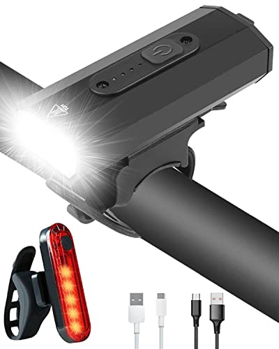 EBUYFIRE Luz Bicicleta LED Recargable USB, 6*LED 3000 Lumens Potente Luces  Bicicleta Delantera y Trasera, 5200 mAh 5 Modos, IPX5 Impermeable Luces