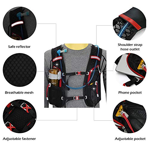 UTOBEST Mochila Ligera de hidratación para Ciclismo y Running, pequeña, 5 litros (Negro)