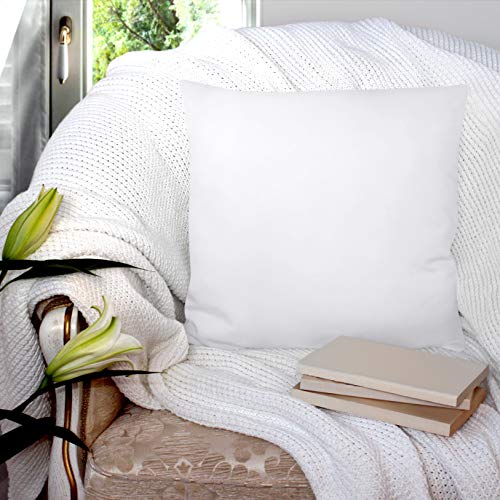 Utopia Bedding Relleno de Cojín 45 x 45 cm (2 Unidades) - Funda de Mezcla de Algodón - Fibra Virgen Siliconada - Almohadas de Sofá (Blanco)