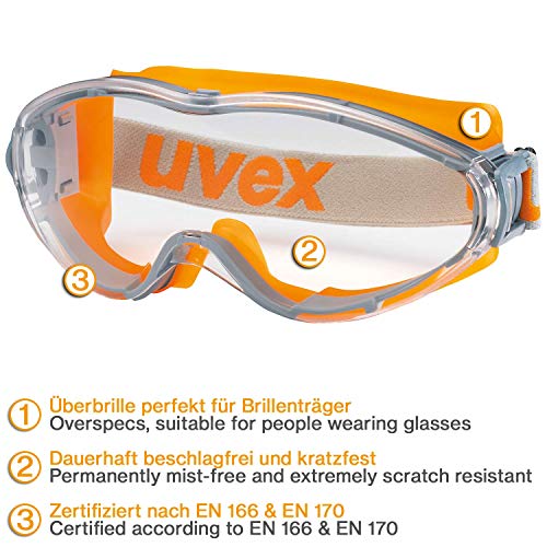 Uvex Gafas de seguridad Ultrasonic Supravision Excellence - transparente / gris-naranja