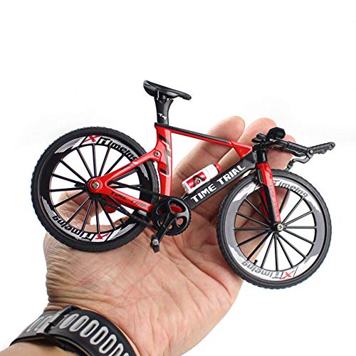 UxradG Modelo de bicicleta Time Racing Car Downhill Mountain Bike Aleación de zinc Girar a izquierda y derecha Niños Juguete Hometable Top Decor(rojo, tamaño: coche de carreras de tiempo)