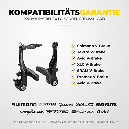 V-Brake Zapatas Freno 2 Par 70mm Symmetric I para Shimano, Tektro, Avid, Sram, XLC etc I Alto Rendimiento I Durable & Ajuste V Pastillas de Freno Bicicleta