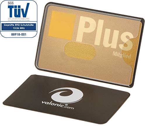 valonic Fundas para Tarjetas de credito | 6X | plástico Transparente | Aprobado por el TÜV | Bloqueo del RFID NFC | Card Protector Anti RFID