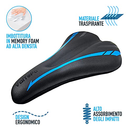 Valtepa®Funda sillín bicicleta gel de 2ª generación, Respirable, Cierre Reforzado, Perfecta para MTB, Bicicleta de carreras, E-Bike, Spinning, Cubierta Impermeabile Y Antipolvo Incluida