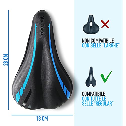 Valtepa®Funda sillín bicicleta gel de 2ª generación, Respirable, Cierre Reforzado, Perfecta para MTB, Bicicleta de carreras, E-Bike, Spinning, Cubierta Impermeabile Y Antipolvo Incluida