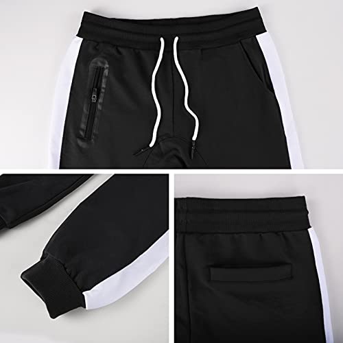 Vancavoo Pantalones Hombre Pantalón Tights Jogger Sweat Pants Casual Jogging para Algodón Trouser Largos Pants Slim Fit con Bolsillos Deportivo Entrenamiento Fitness Gym Workout(Negro,L)