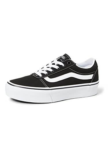 Vans Ward Platform Canvas Zapatillas Mujer, Negro (Canvas) Black/White 187), 38 EU (5 UK)